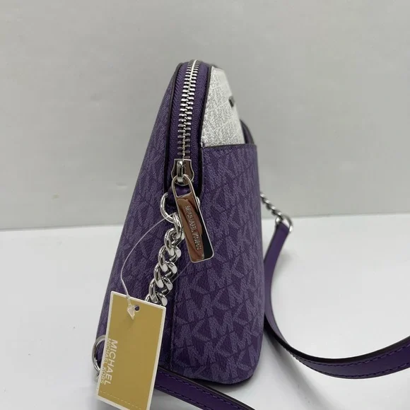 MICHAEL KORS Jet Set Travel Color-Block Signature Logo Crossbody BagDark Purple